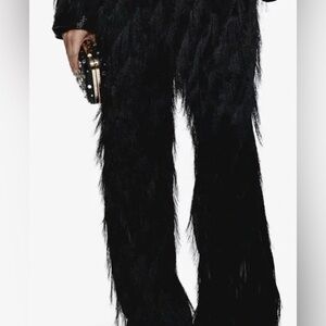 H&M Black Wide Leg Fringe Pant